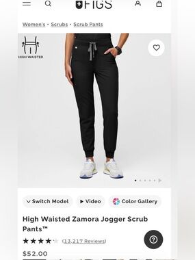 Figs High Waisted Zamora Jogger Scrub Pants -XS Tall Like New